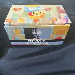 NWT Italy Primavera di Cristallo Lead Crystal Glasses Set of 6